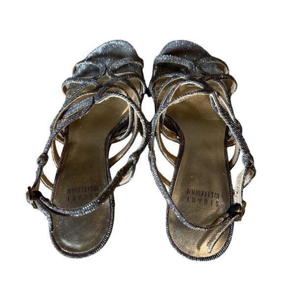 Stuart Weitzman Metallic Cutout Accent Sandals - Picture 6 of 16
